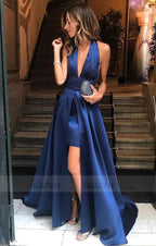 V Neck Sleeveless Formal Prom Dress,Wedding Party Dress With Open Back