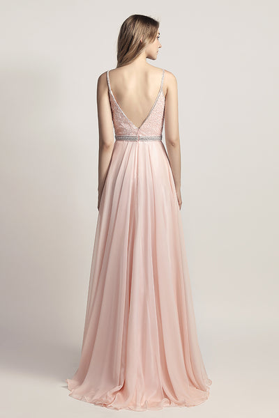 Spaghetti straps A-line Long Chiffon Prom Dress Charming Ball Gown, LX466