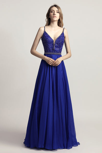 Spaghetti straps A-line Long Chiffon Prom Dress Charming Ball Gown, LX466