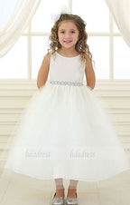 Cute Ankle Length Sparkly Sash Flower Girl Dresses