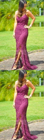 Sexy New Prom Dress,New Arrival Prom Gowns Sexy Sleeveless Lace slit Evening Gowns