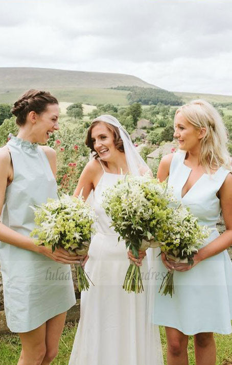short country bridesmaid dresses Elley Short Bridesmaid Dresses Chiffon Halter Prom Dress Country Wedding Dress Aqua US0 at Amazon Women's Clothing store