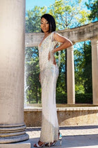 Glamorous White Crystal Sequins Prom Dresses Mermaid