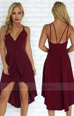 Sexy Straps Burgundy Short Prom Dress Homecoming Dress
