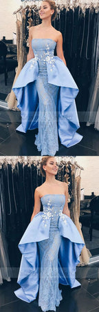 unique satin mermaid party dresses with lace