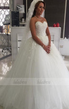 Wedding Ball Gown, Elegant Wedding Dress, Handmade Flowers Wedding Dress, Tulle Wedding Dress