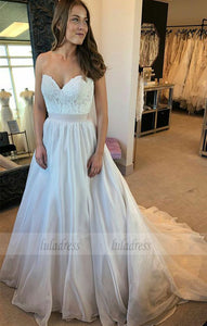 A line Lace Wedding Dress,Simple Sweetheart Bridal Dress,BD99434