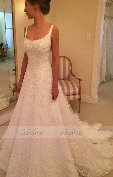 Wedding Dress with Train, A-line Wedding Dress, Sleeveless Wedding Dress, Wedding Gown, Bridal Dress, Bridal Gown,BD99435