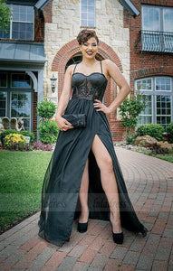 A-line Black Prom Dress,Backless Party Dress,Sexy Formal Gown,BD99917