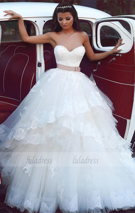 Strapless Wedding Dress, Ball Gown Wedding Dresses, Wedding Dress,Strapless Long Tulle Wedding Dress