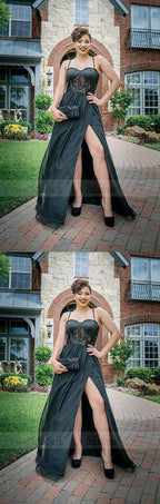 A-line Black Prom Dress,Backless Party Dress,Sexy Formal Gown