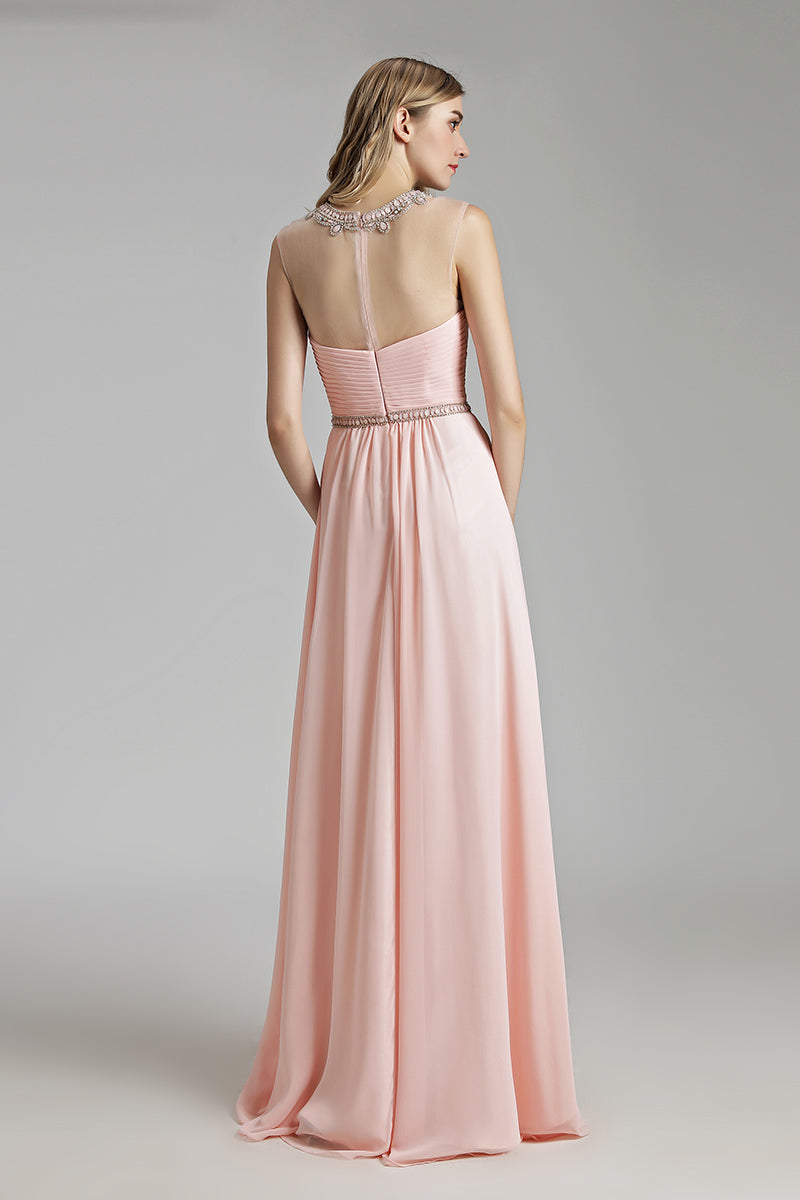 Light Pink Chiffon Simple Long Prom Dress – luladress Light Pink Chiffon Simple Long Prom Dress – luladress