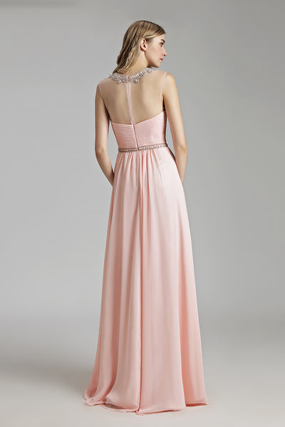 Light Pink Chiffon Simple Long Prom Dress, LX510