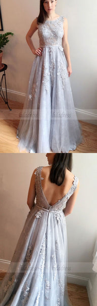 Gray Wedding Dress with Low Back,BD99439