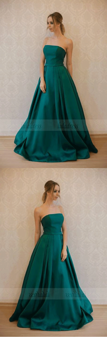 Long A-line Evening Dresses Strapless Formal Party Gowns