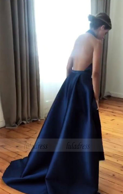 V Neck Sleeveless Formal Prom Dress,Wedding Party Dress With Open Back