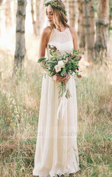 Simple Wedding Dress,Long Wedding Dress,Beach Bridal Dress,BD99798
