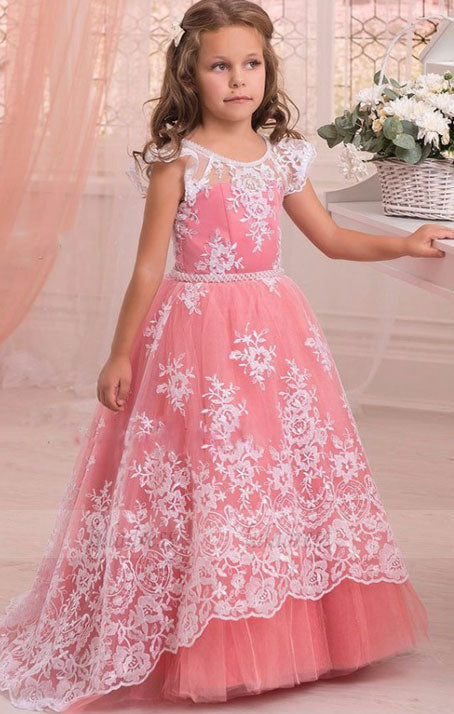 Lace Watermelon Flower Girl Dresses pageant dresses for little girls Wedding Party