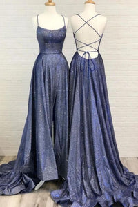Sexy A-line Spaghetti Straps Ruffles Prom Dress with Slit On Sale,PD21077
