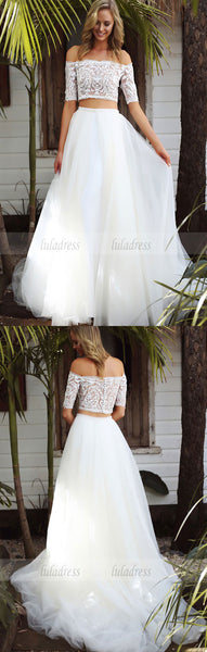 Short Sleeve Bridal Dress, Tulle Wedding Dress, Lace Wedding Dress,BD99443