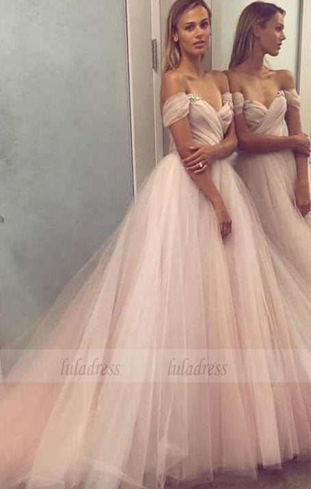 off the shoulder pink long ball gown,BD99660