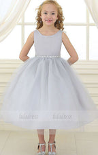 Cute Ankle Length Sparkly Sash Flower Girl Dresses