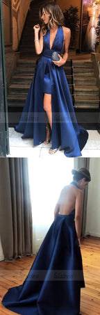 V Neck Sleeveless Formal Prom Dress,Wedding Party Dress With Open Back