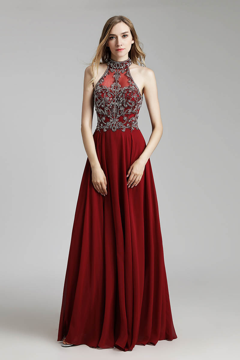 Flowy Chiffon Sleeveless Long Evening Prom Dress – luladress