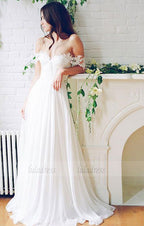 Off-Shoulder Wedding Dress, Lace Wedding Dress, Backless Wedding Dress