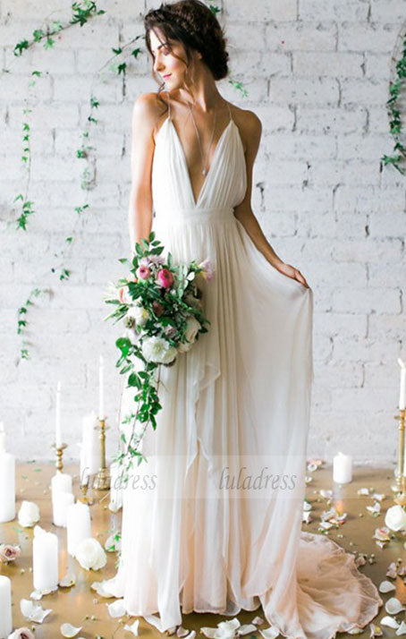Chiffon Wedding Dress V Neck Wedding Dresses