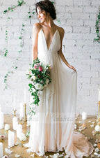 Chiffon Wedding Dress V Neck Wedding Dresses