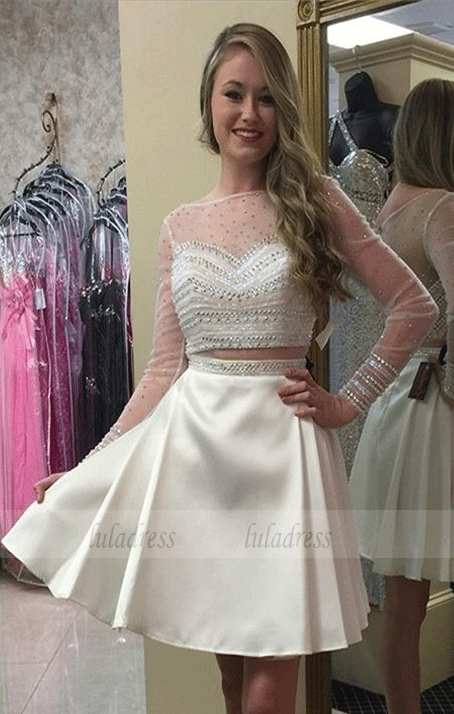 Graduation Dresses Delicate Beading Sheer Homecoming Dresses