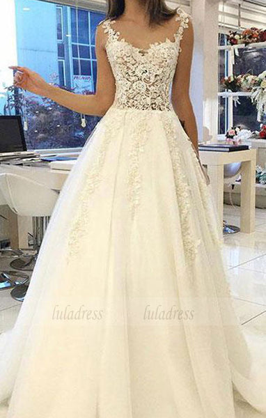 lace tulle long prom dress, wedding dress,BD99021
