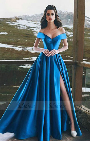 Elegant Satin Prom Dresses Off The Shoulder Long Prom Gowns,BD98626