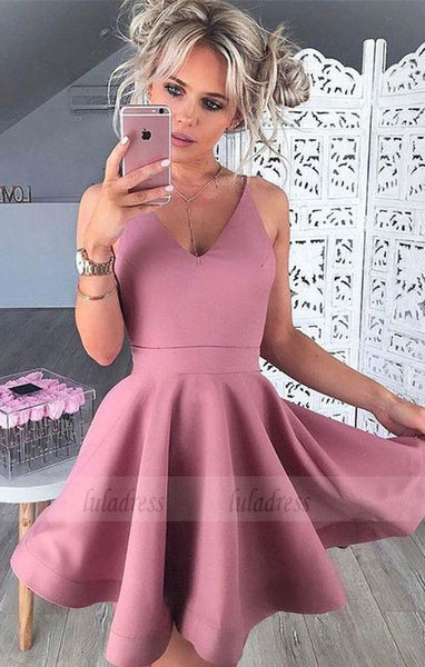 pink homecoming dresses,short homecoming dresses,satin homecoming dresses