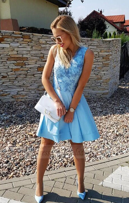 V-Neck Short Prom Dresses,Satin Graduation Dress,Homecoming Dress