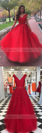 Cap Sleeves Evening Dress,modest prom dress,red formal dress luladress Cap Sleeves Evening Dress,modest prom dress,red formal dress luladress