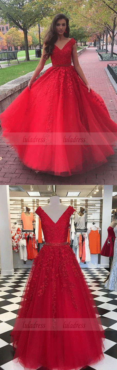 Cap Sleeves Evening Dress,modest prom dress,red formal dress luladress Cap Sleeves Evening Dress,modest prom dress,red formal dress luladress