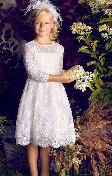 Lace Appliques Long Sleeve Flower Girl Dresses for Weddings,BD99755