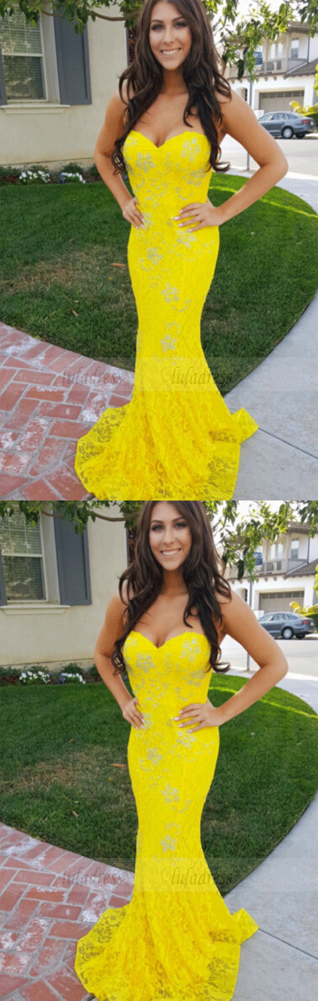 Mermaid Prom Dress,Lace Prom Dress,Sweetheart Evening Dress