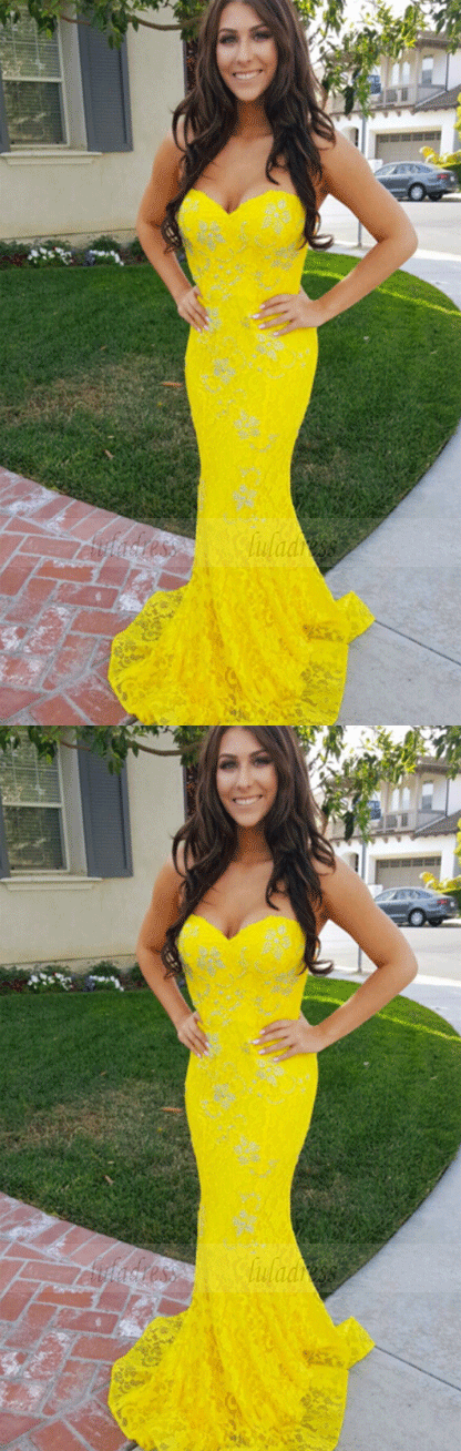 Mermaid Prom Dress,Lace Prom Dress,Sweetheart Evening Dress