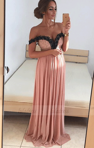 off the shoulder prom dress,long evening gowns,elegant bridesmaid dress,lace applique prom dress,BD99679