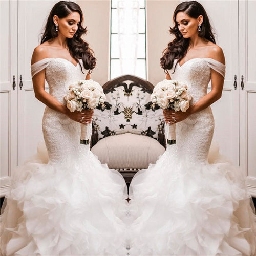 mermaid wedding dress with puffy bottom Modern Strapless Mermaid Puffy Appliques Bridal Bridal Gowns