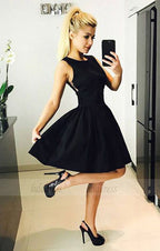 Black Homecoming Dress,Criss Cross Prom Dress,Satin Homecoming Dress