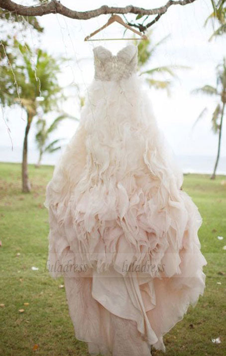 Chic Sweetheart Appliques Bride Dress, Sweep Train White Wedding Dress, BD98326