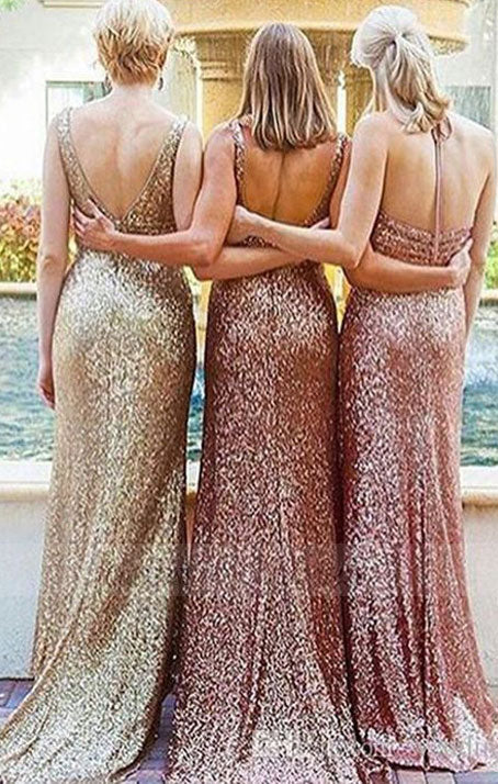 rose gold bridesmaid dress,gold sequins bridesmaid dresses