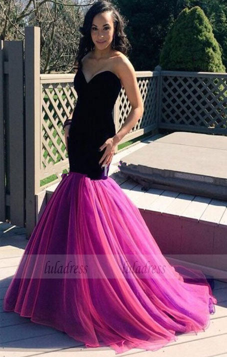 Prom Dresses,Sweetheart Long Sexy Sleeveless Mermaid Tulle Evening Dresses,BD99455