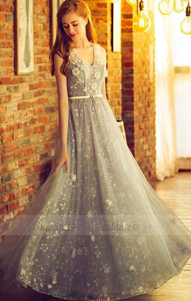 Sexy Prom Dresses A-line Floor-length V-neck Chic Prom Dress/Evening Dress,BD99666