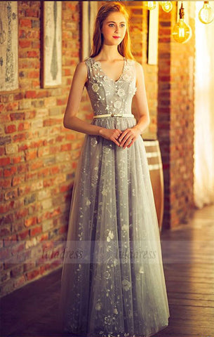 Sexy Prom Dresses A-line Floor-length V-neck Chic Prom Dress/Evening Dress