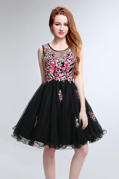 Black Tulle Junior Homecoming Dress Short Prom Dress For Girls, BS13
